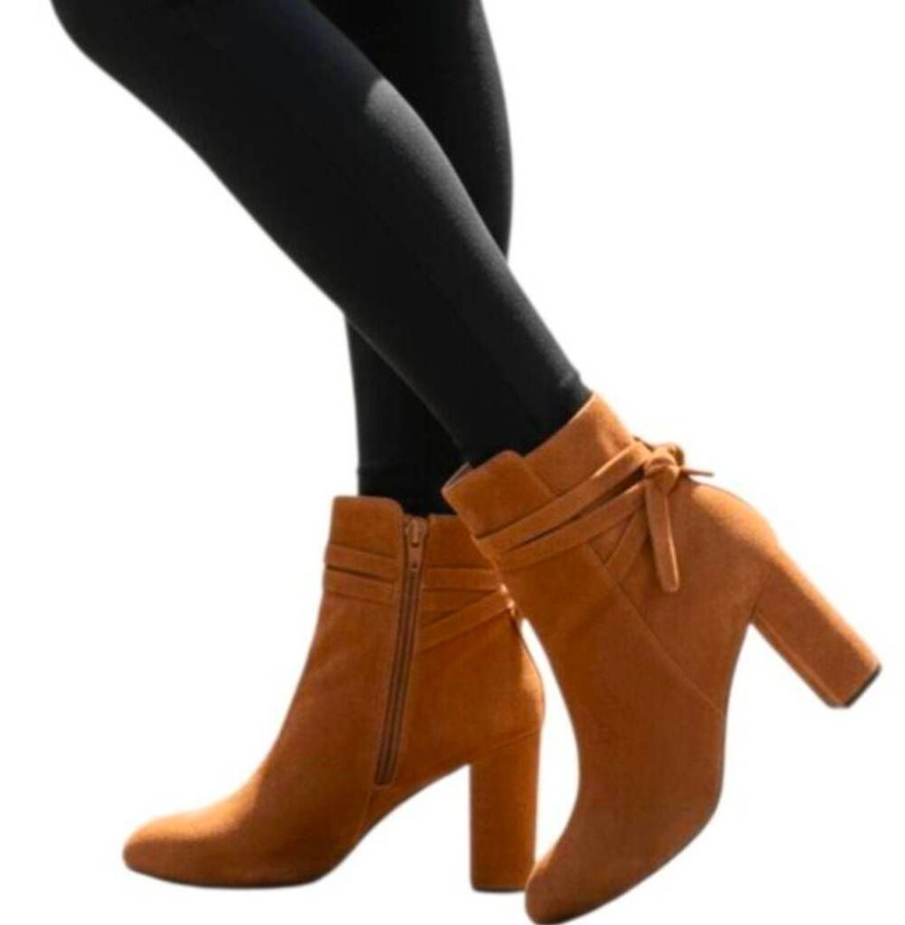 SOLE SOCIETY Flynn Camel Suede Ankle Boot Size 8.5